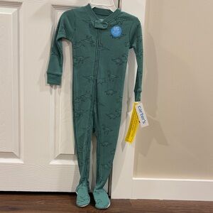 BNWT • Carter's - Teal Dinosaur Footed One Piece PJ's (18 mos)